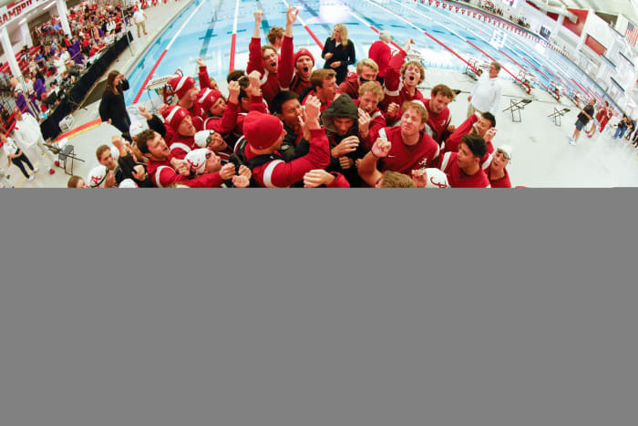 Alabama swimming and diving team after beating LSU, November 5, 2021